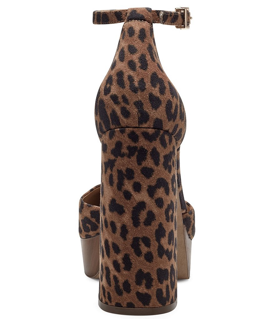 Jessica Simpson Kymmie Leopard Print Ankle Strap Platform Pumps