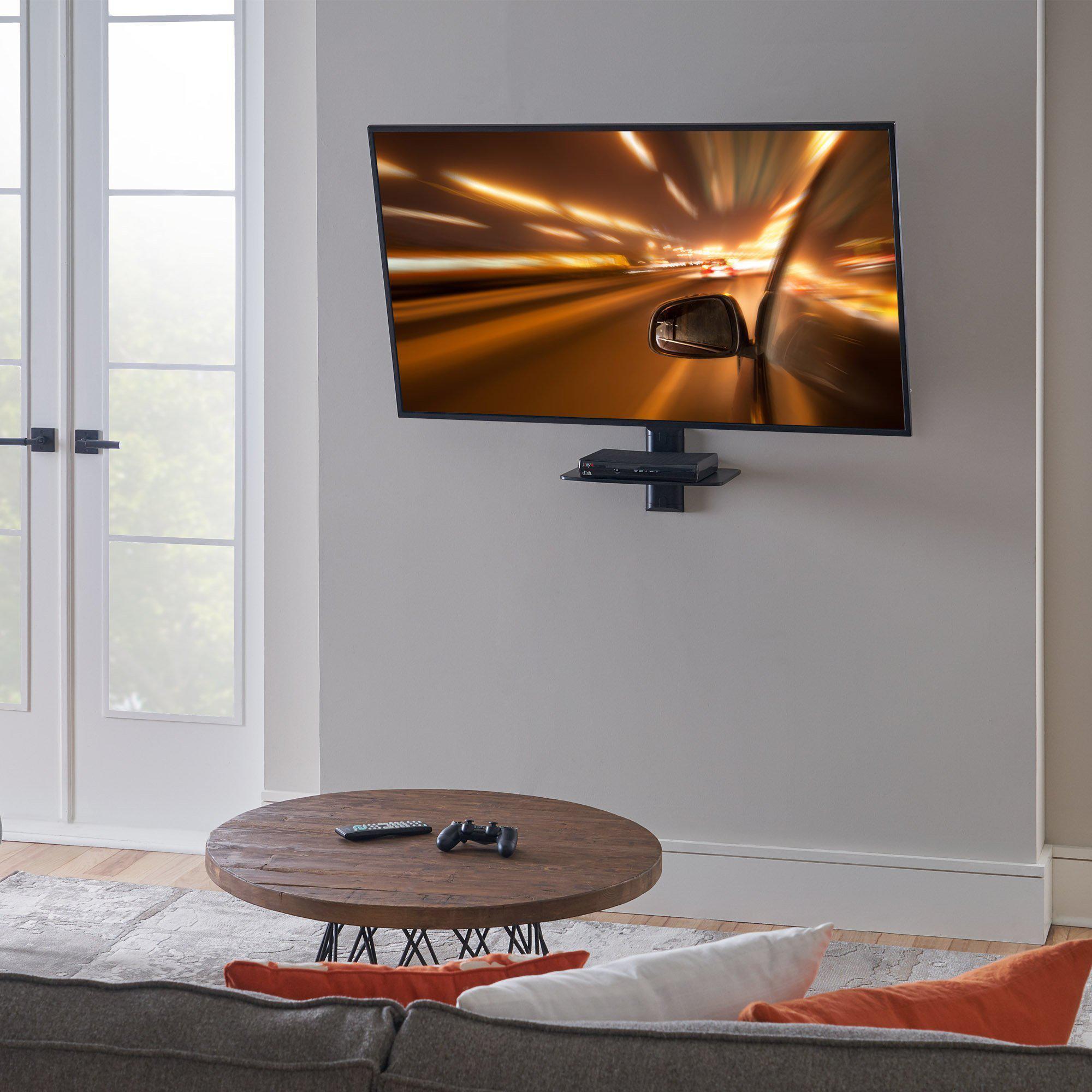 ECHOGEAR Steel Wall-Mounted AV Shelf Holds 15lbs of Entertainment Devices-Black