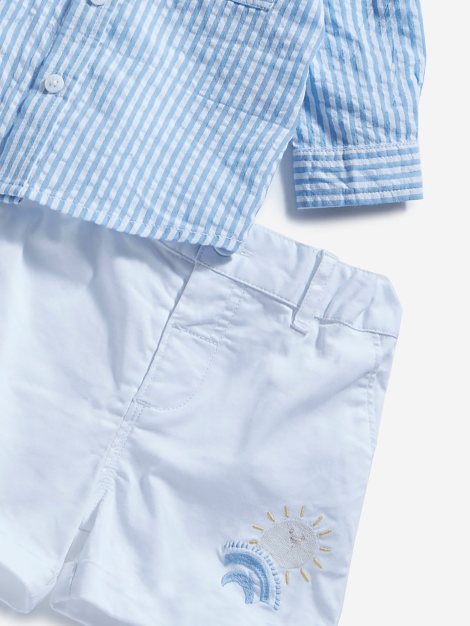 HOP Baby by Westside Blue Striped Shirt with Shorts Set