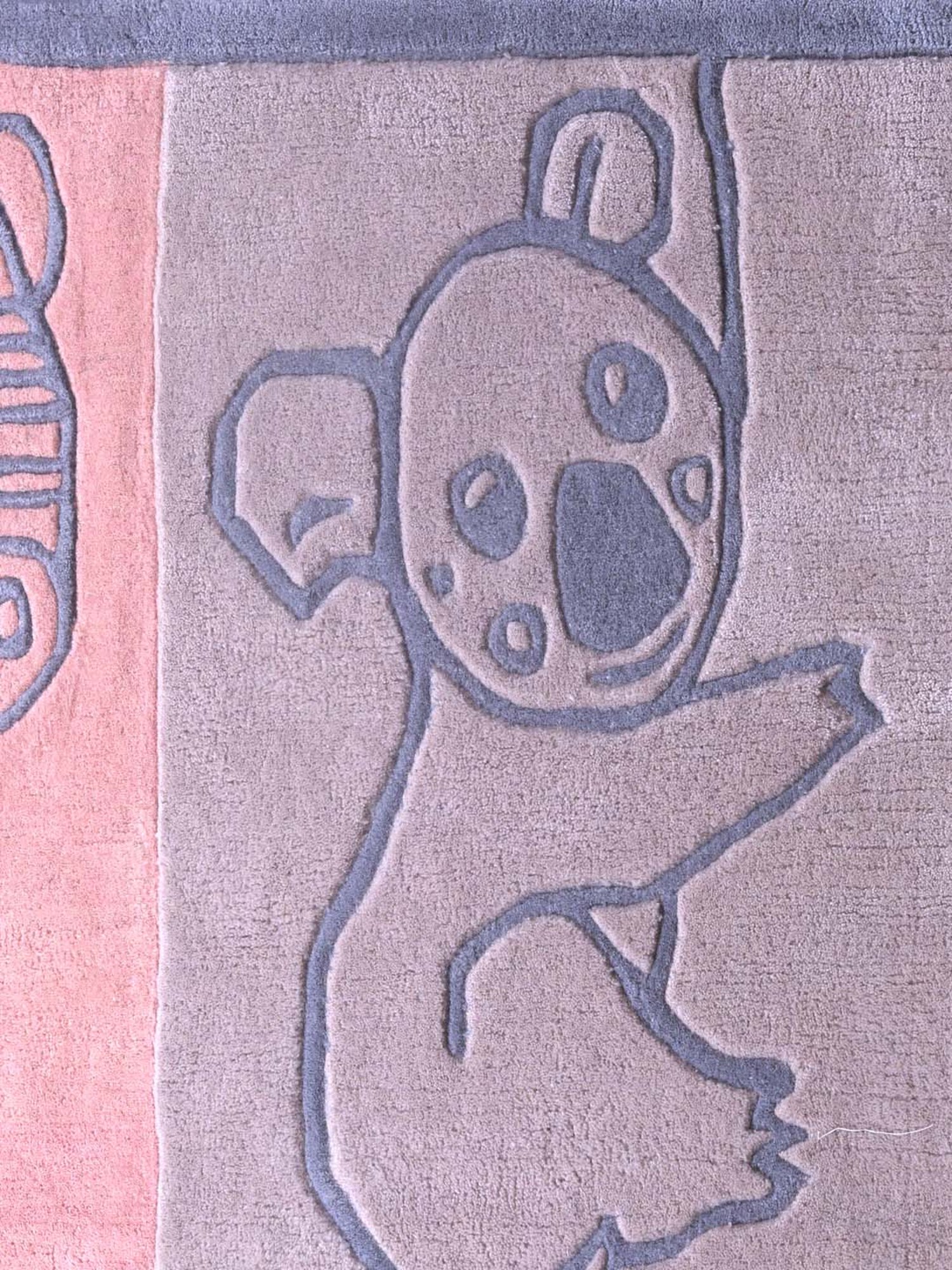 Pequra Pink & Purple Wild Animal Cartoon Hand Tufted Wool Kids Carpet - Set of 1