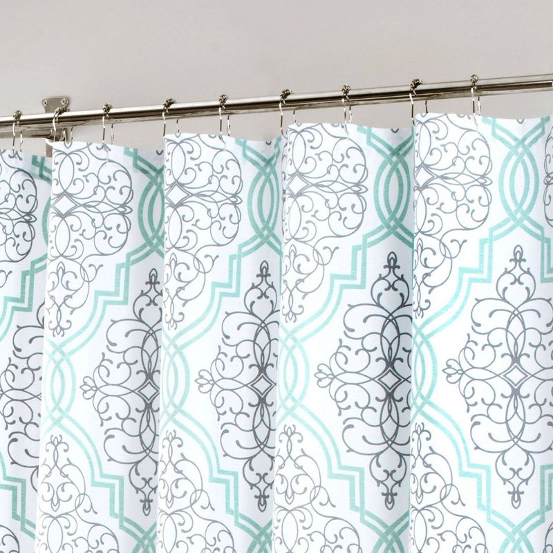 72"x72" Laurel Cotton Fabric Shower Curtain Aqua - Nicole Miller