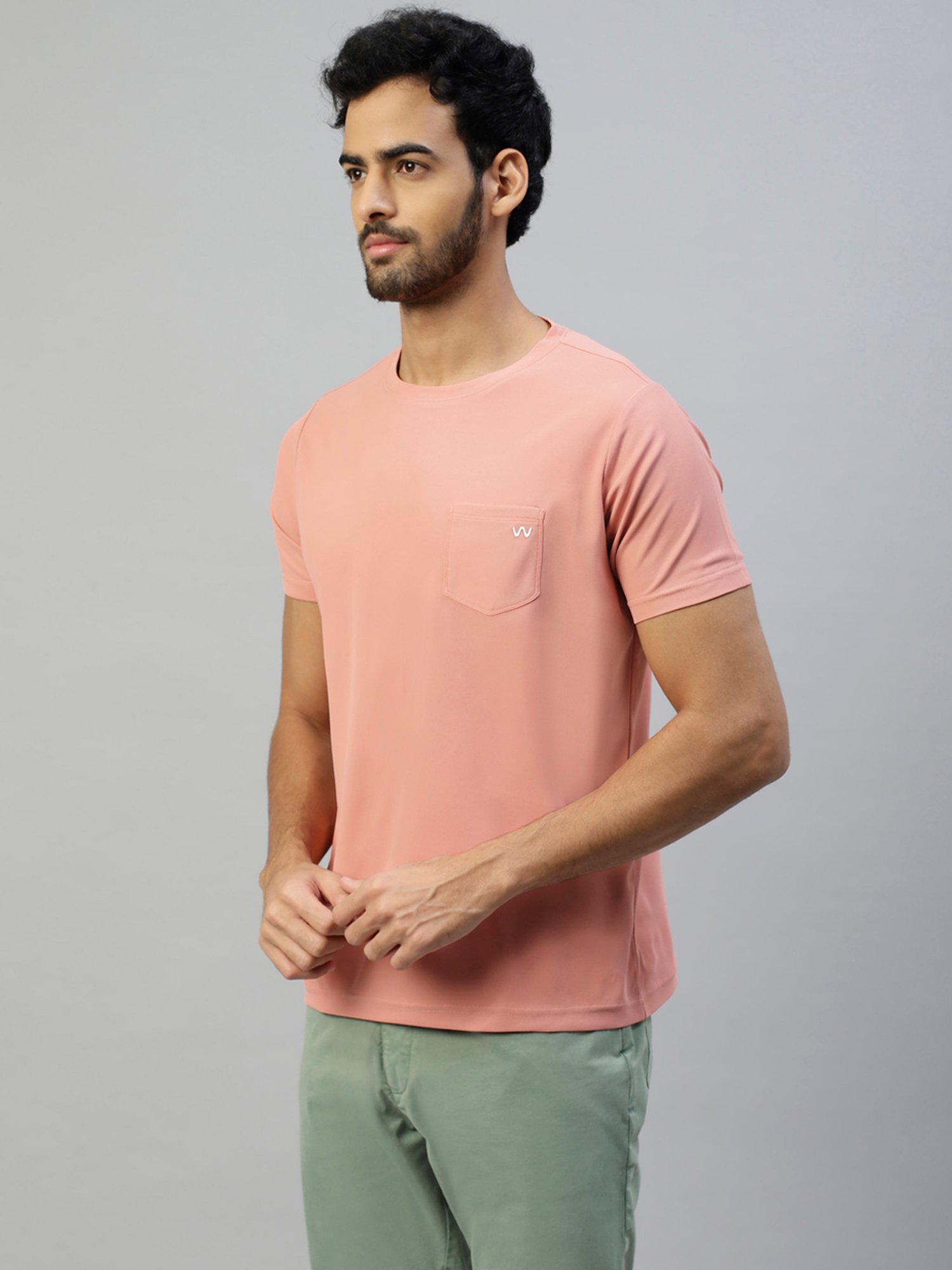 Slowave Peach Slim Fit Crew T-Shirt
