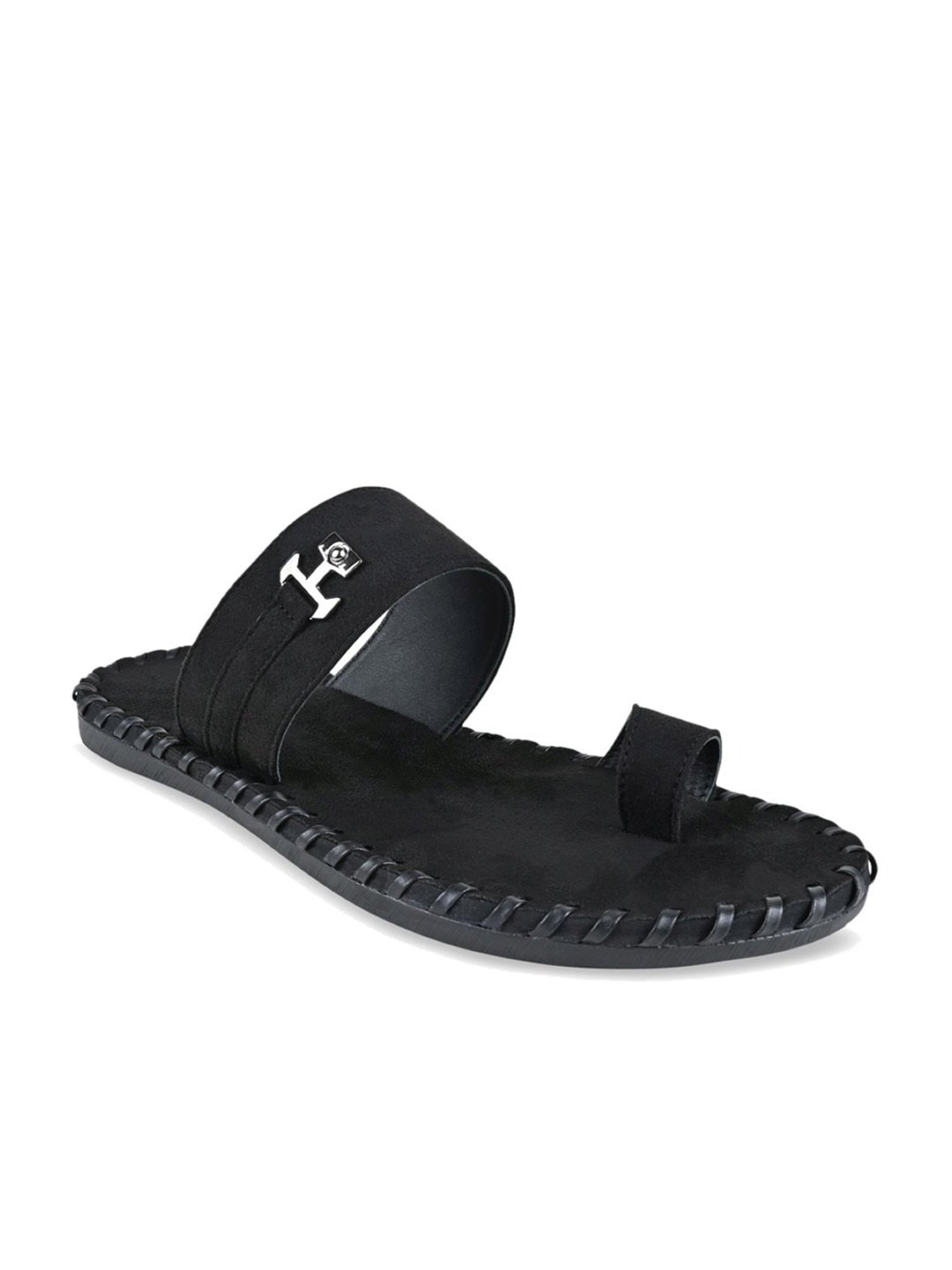 Regal Men's Black Toe Ring Sandals