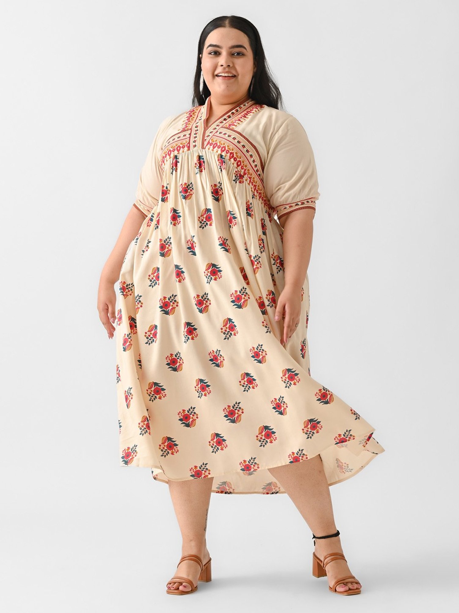 Saffron Threads Red Ethnic Dresses