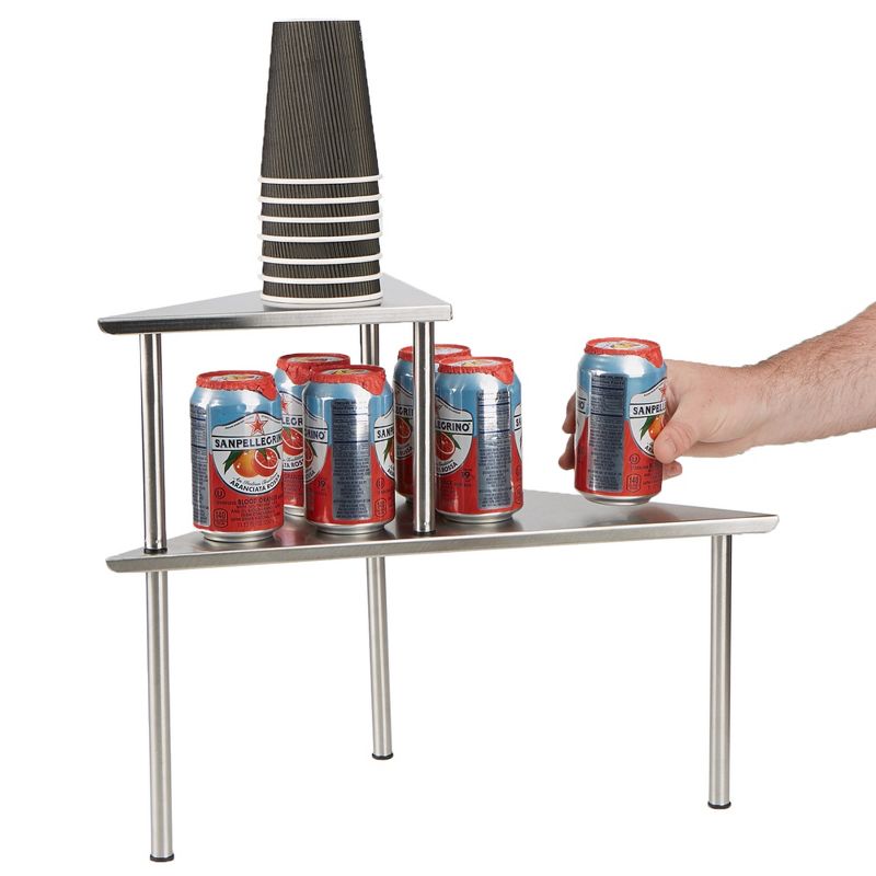 Mind Reader 2 Tier All Purpose Metal Kitchen Corner Rack, Silver