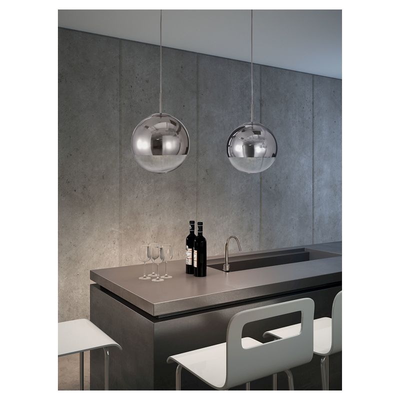 Modern Chrome and Glass 16" Orb Ceiling Lamp - ZM Home