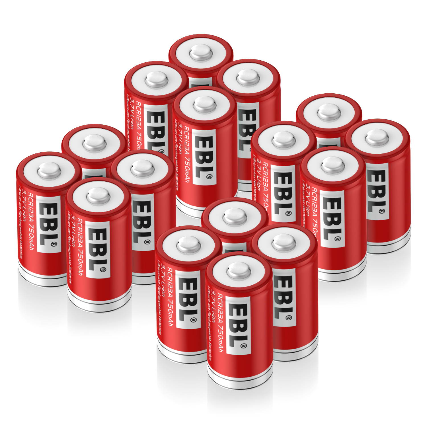 EBL 8 Pcs 16340 Battery 750mAh 3.7V BRC CR123A Li-ion Rechargeable Batteries for Flashlights