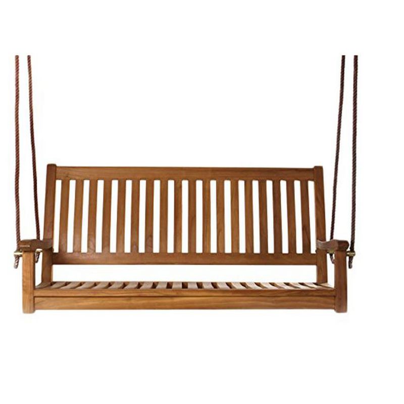 All Things Cedar TS50 Hanging Natural Teak Oil Curved Back Renewable Wood Swing