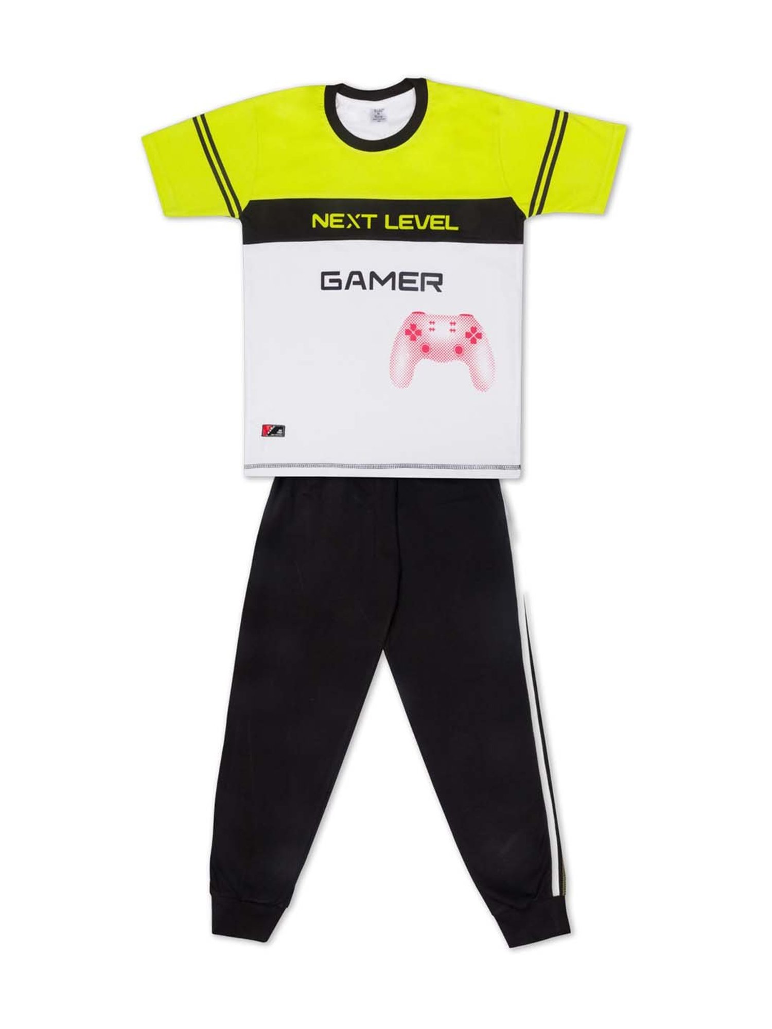 Todd N Teen Kids Green Cotton Printed T-Shirt & Joggers