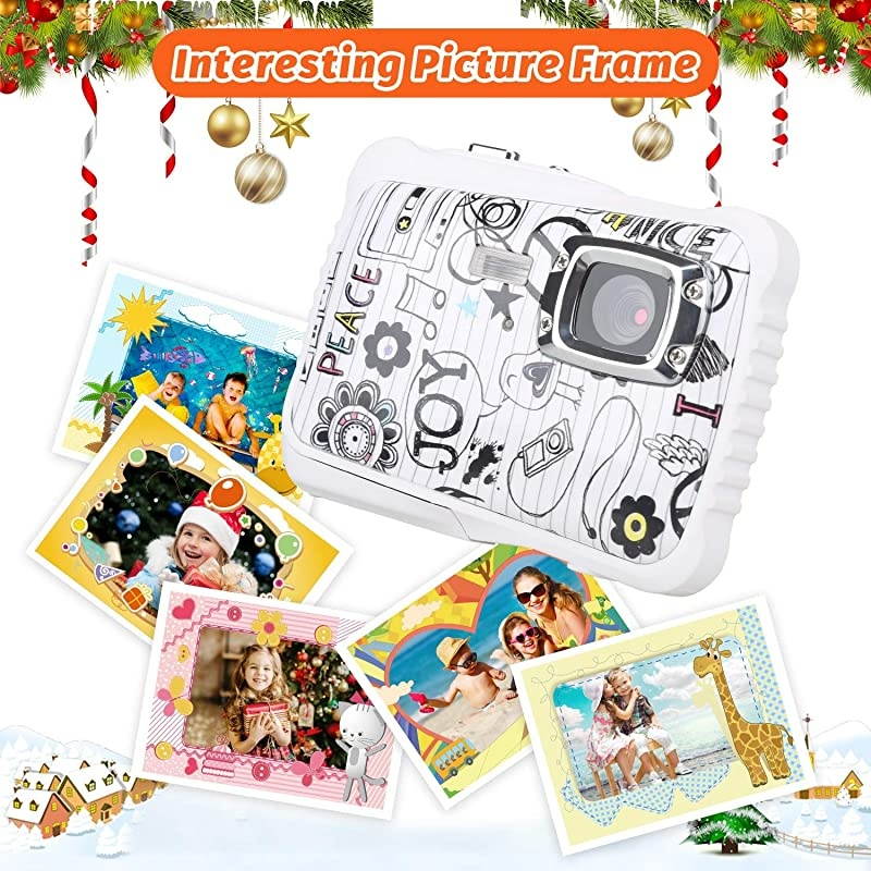 Camera Waterproof Digital Video Camera Underwater Camera for Boys and Girls Age 6-12 with 8G SD Card 1080P 12MP 2020 Upgraded- White