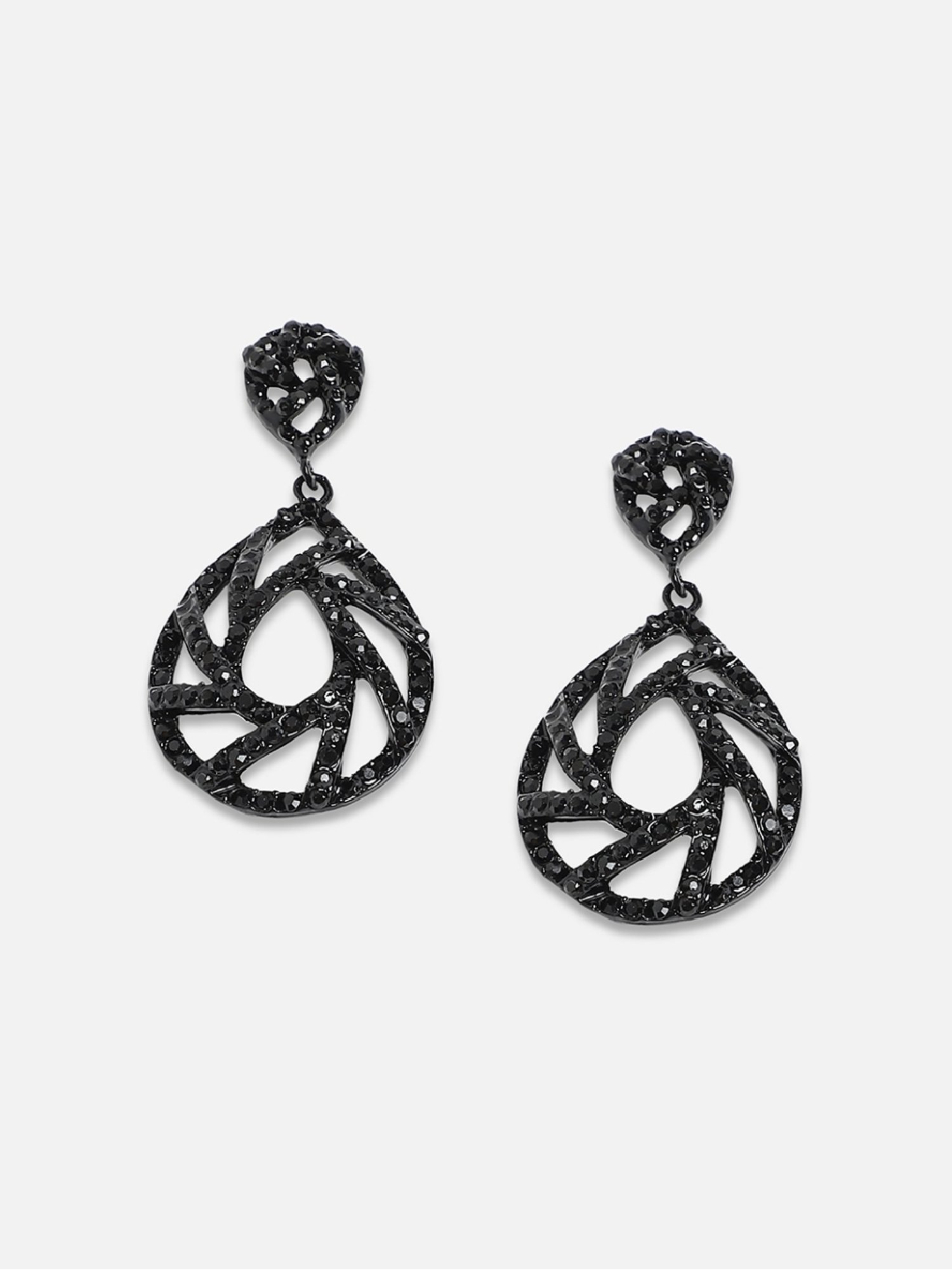 Sohi women's whimsical waterfall drop earrings carbon black