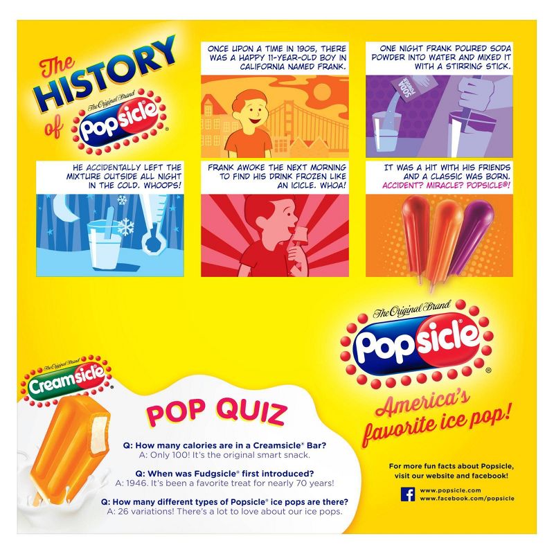 Popsicle Orange Cherry Grape Sugar Free Variety Ice Pops  - 18pk