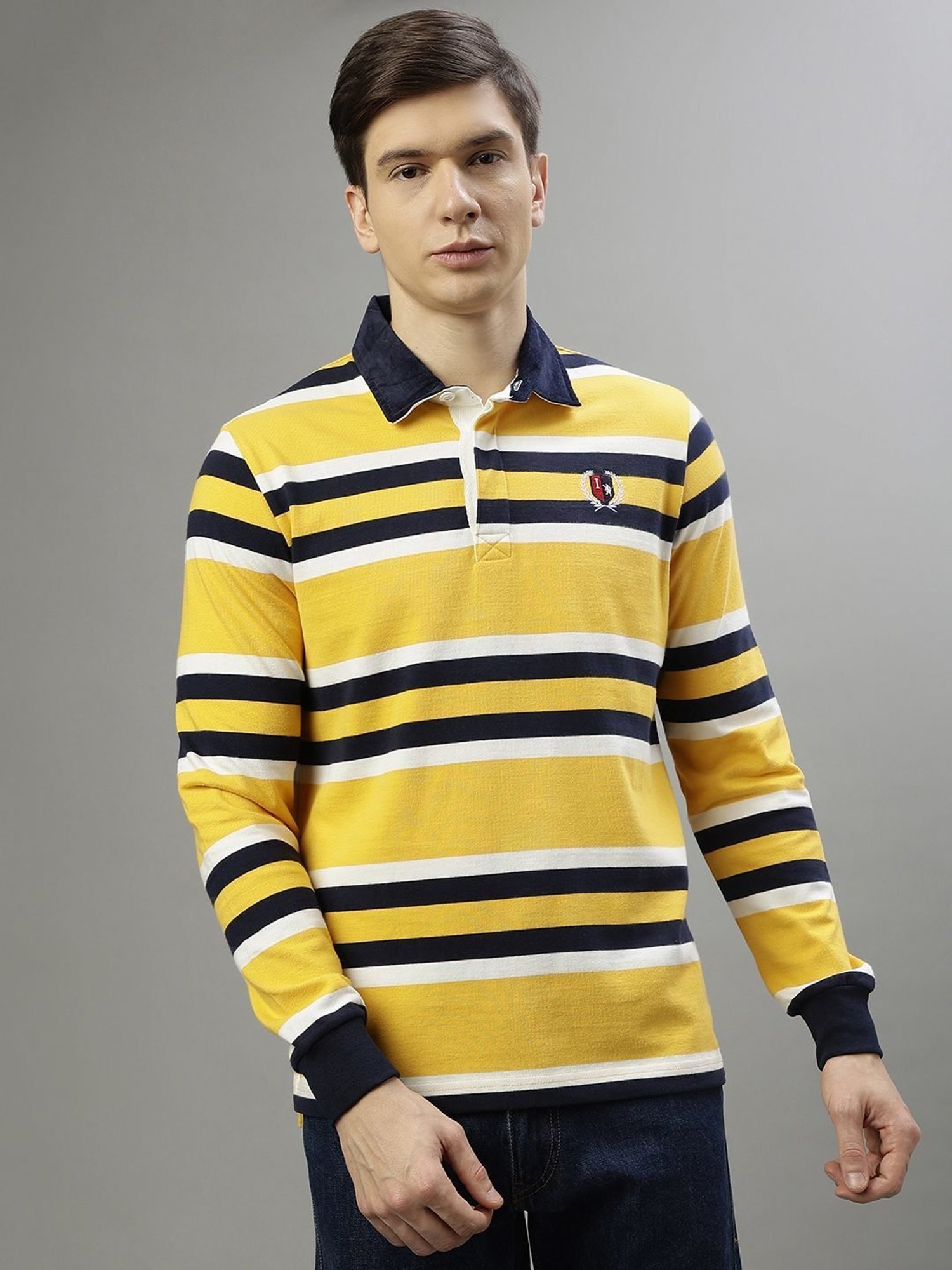 Iconic Multicolored Cotton Regular Fit Striped Polo T-Shirt