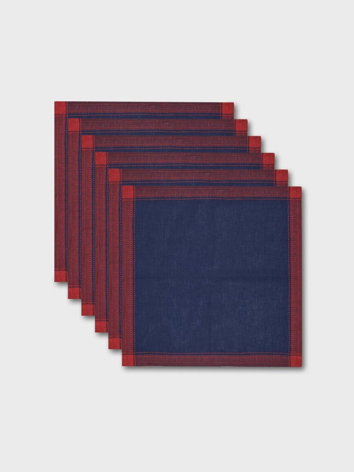 Fabindia Red & Indigo Cotton 92 TC 125 GSM Tanka Napkin - Set of 6