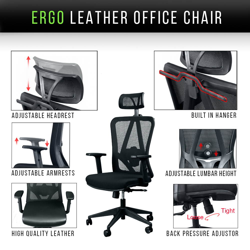 Titan ERGO TI-9606P Ergonomic Mesh Rolling Desk Chair for Office and Gaming (Black)