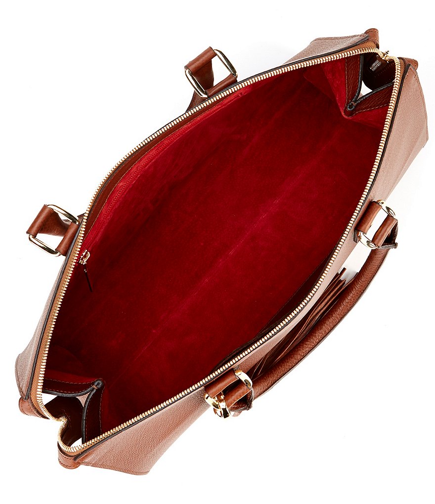 Kelly-Tooke Soho Leather Barrel Tassel Satchel Bag