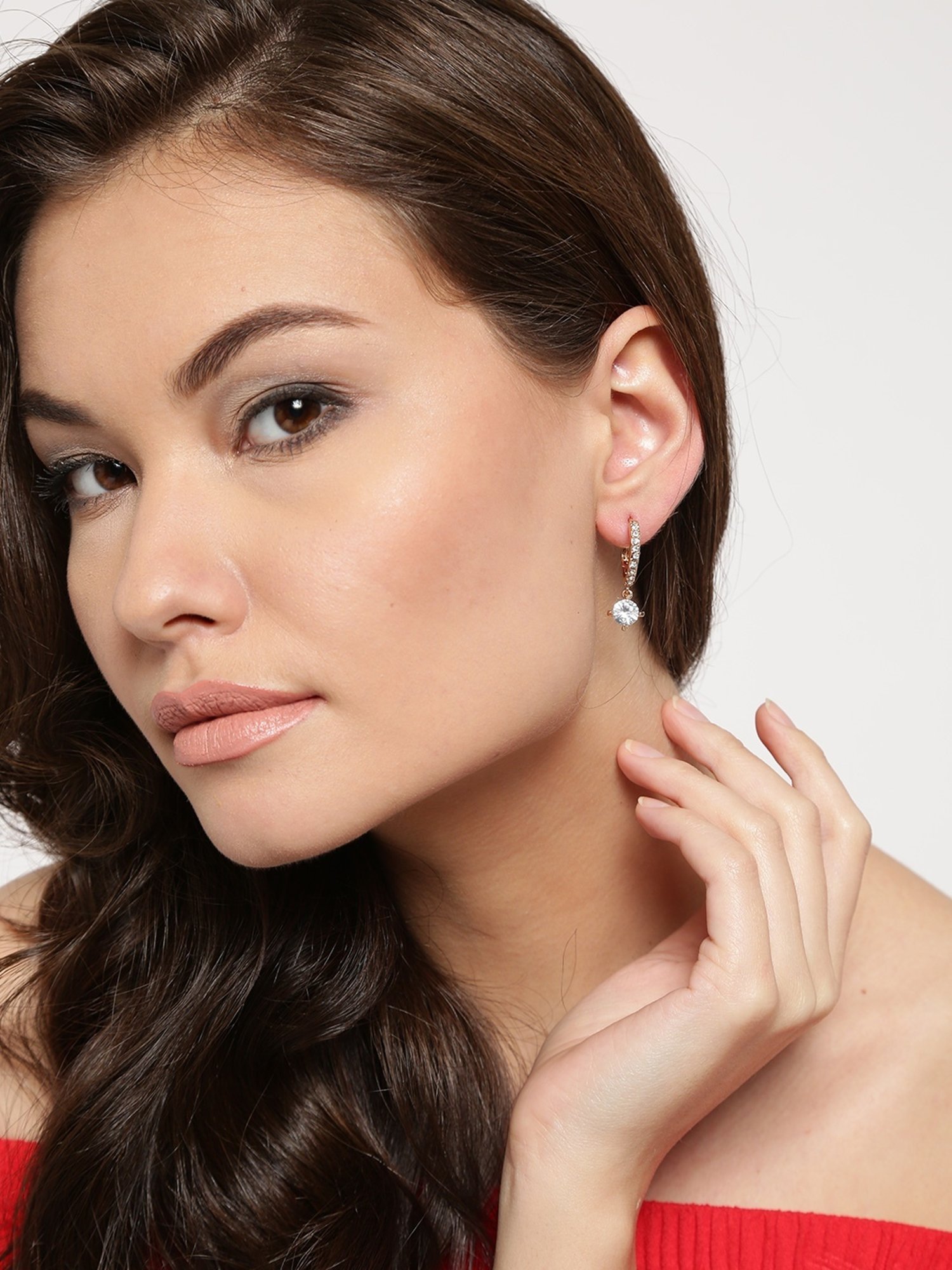 OOMPH Cubic Zirconia & Pearl Drop Earrings for Women - Set of 2