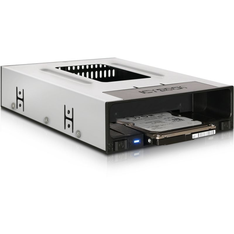 Icy Dock FlexiDOCK MB795SP-B Drive Enclosure for 5.25" Serial ATA/600, 6Gb/s SAS - Serial ATA/600 Host Interface Internal - Black - 2 x HDD Supported