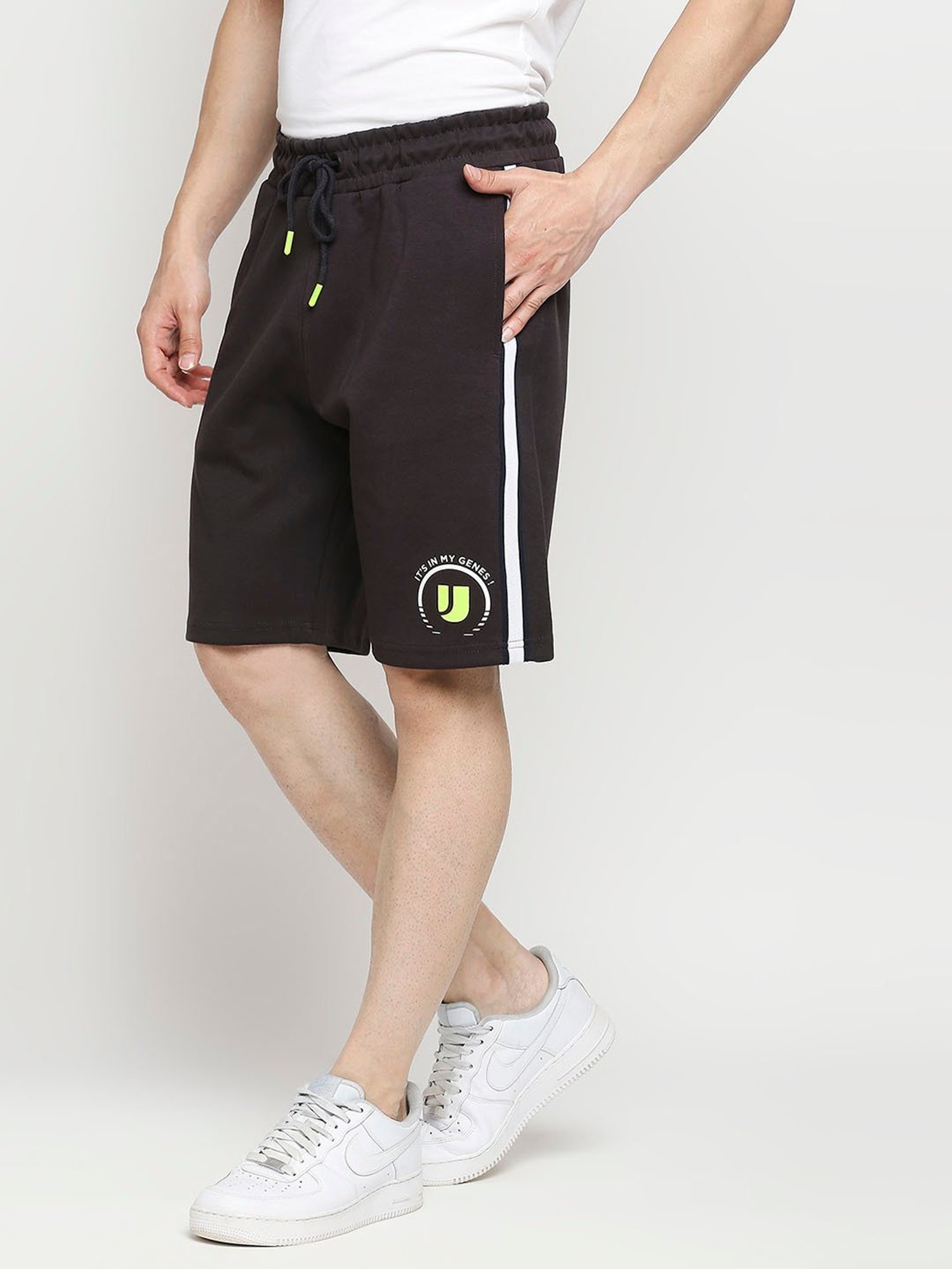 UnderJeans by Spykar Brown Cotton Regular Fit Shorts