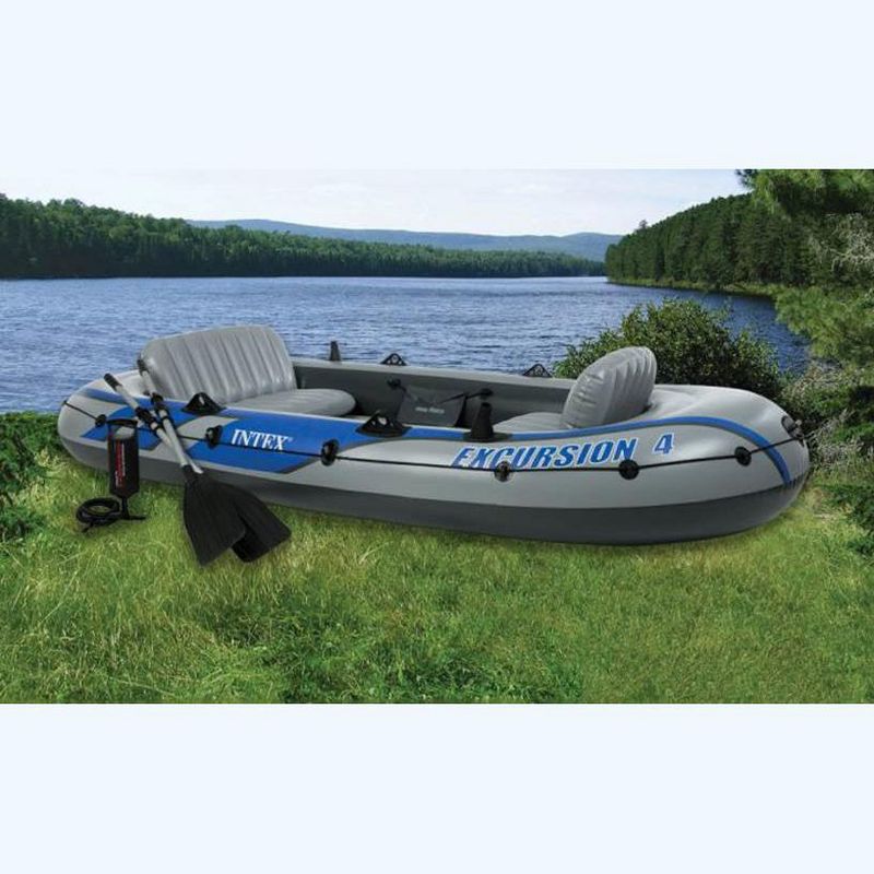 Intex Explorer 200 Inflatable 2 Person River Boat Raft Set with 2 Oars & Pump