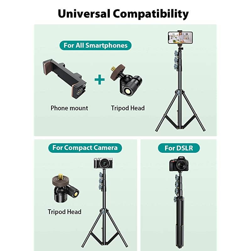 60 Phone Tripod  Universal Phone Tripod Stand with Bluetooth Remote Tripod for iPhone Heavy Duty Fully Adjustable Fits iPhone 12 Pro Max Mini 11 Xs Samsung Note 20 S20 Plus and All Phones