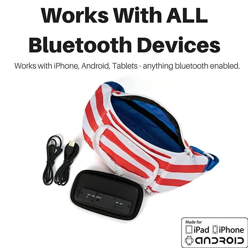 Flag Fannypack with Speakers Bluetooth Fanny Pack for PartiesFestivalsRavesBeachBoats Rechargeable Works with iPhone amp Android 2021 Edition