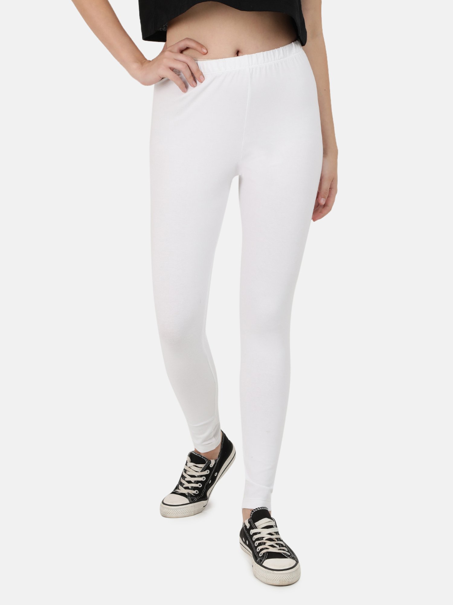 Bene Kleed White Cotton Slim Fit Leggings