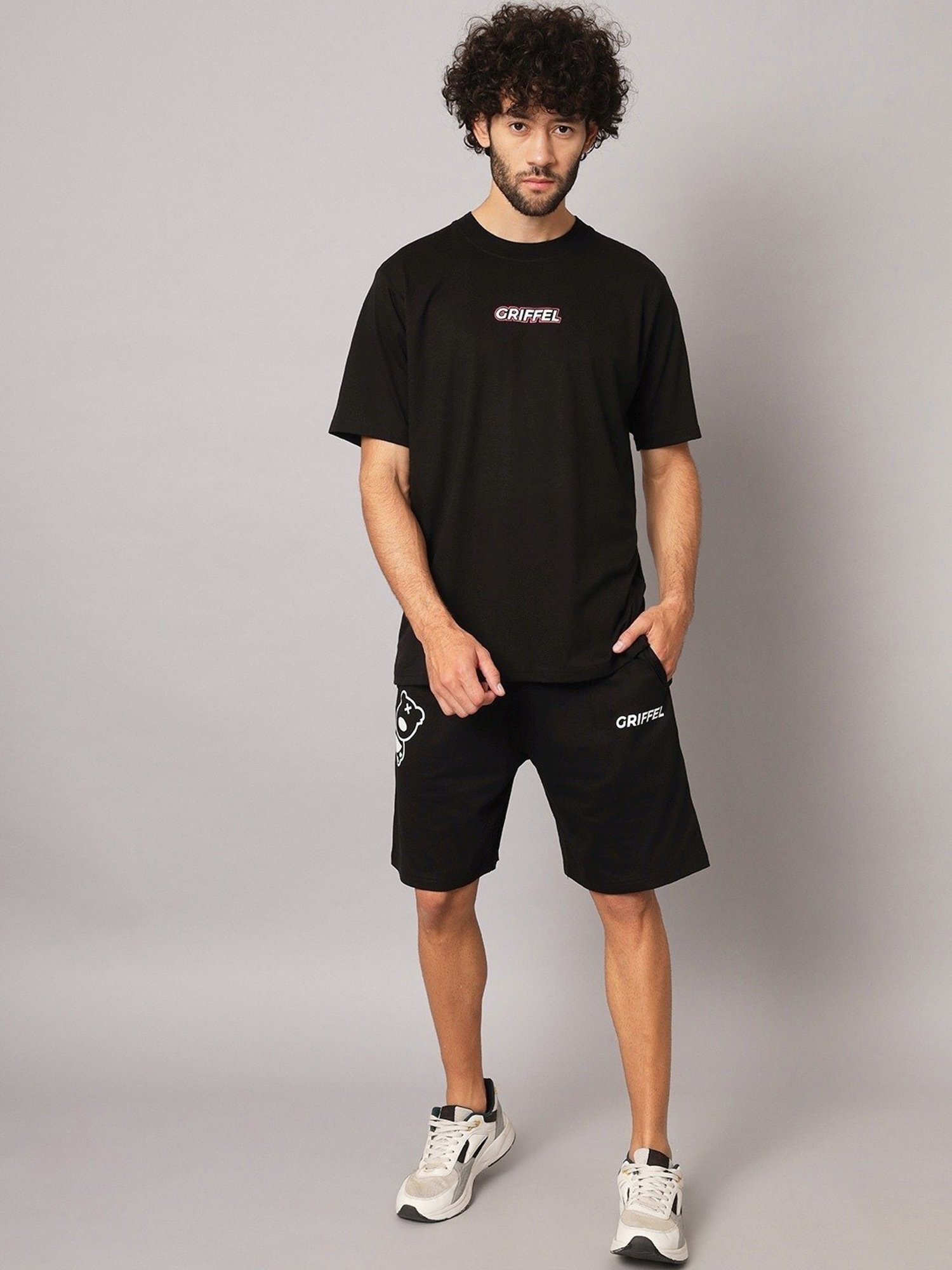 Griffel Black Cotton Loose Fit Printed Co-Ord Set