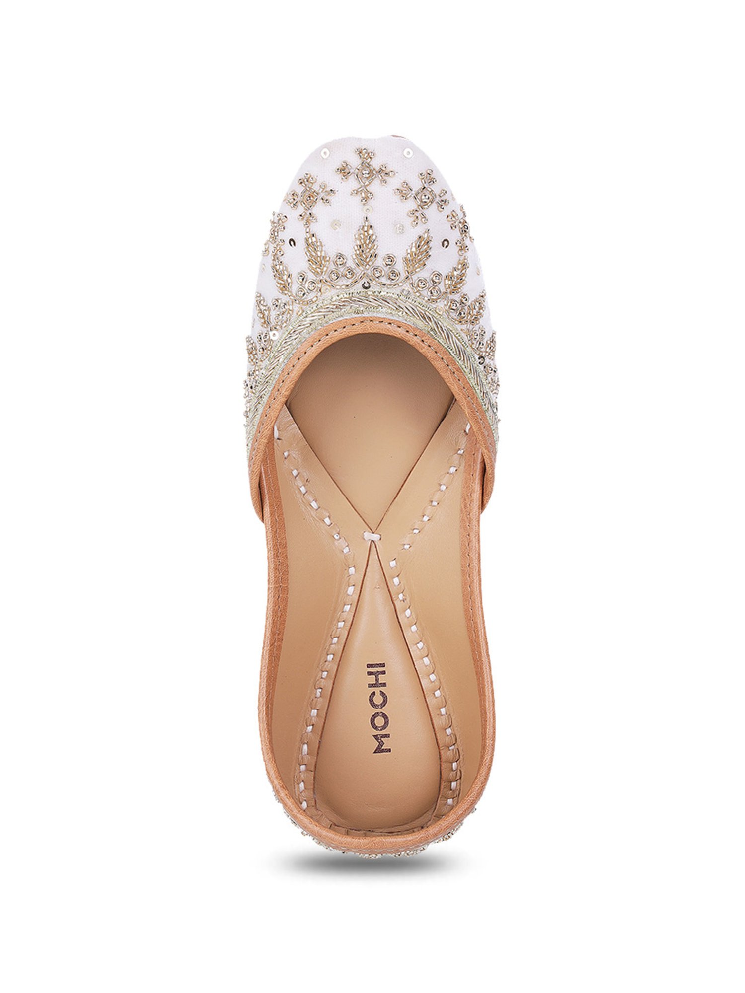 Mochi Women's Gold Ethnic Juttis