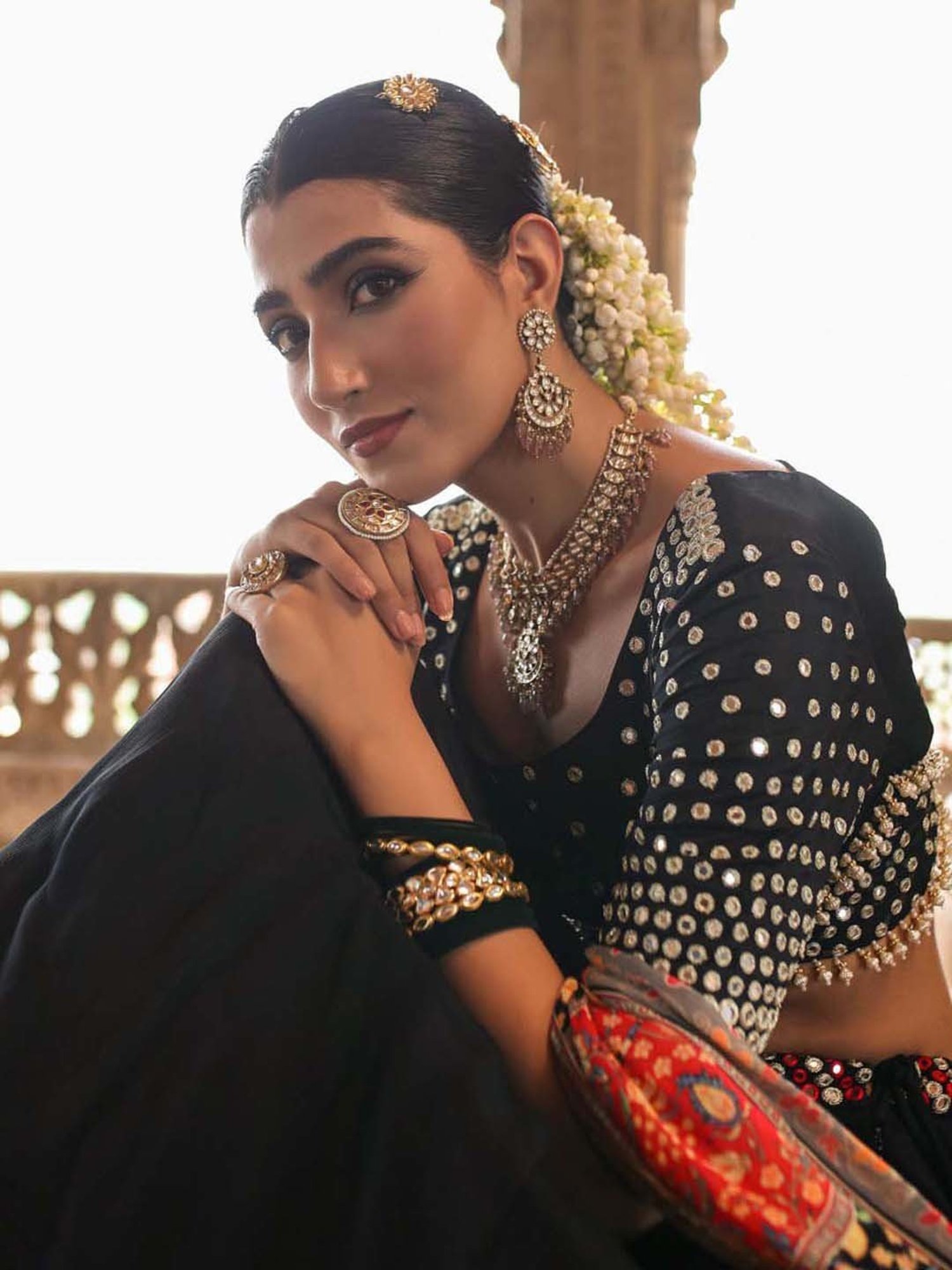 SCAKHI Black Lehenga Choli Set With Dupatta