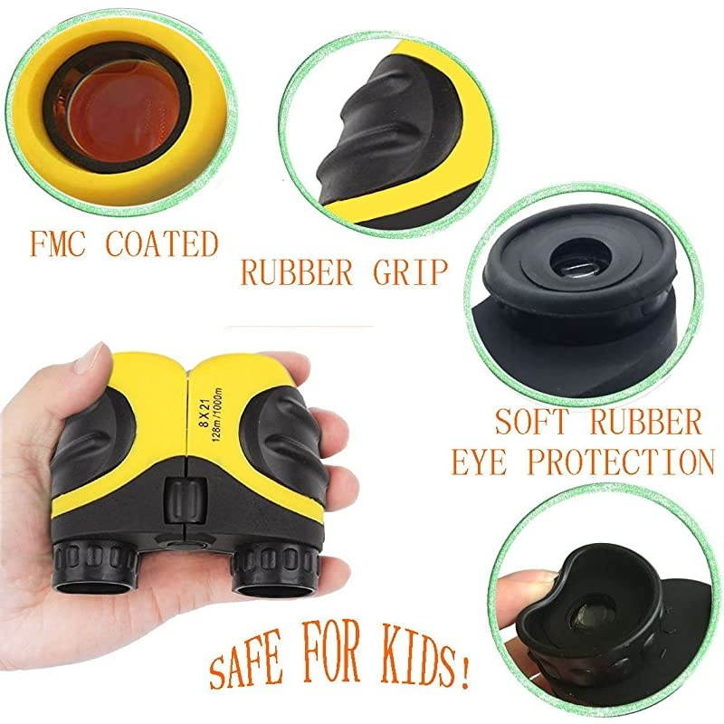 Toys for 4-5 Year Old Boys,  8 X 21 Kids Binoculars for Children,Compact Telescope Boys Gifts 4-8 Years Old to Bird Watching &Scenery(Yellow)