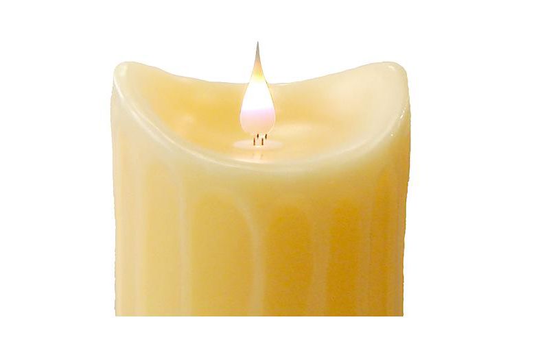 Melrose 7" Prelit LED Simplux Dripping Wax Flameless Pillar Candle with Moving Flame - Ivory