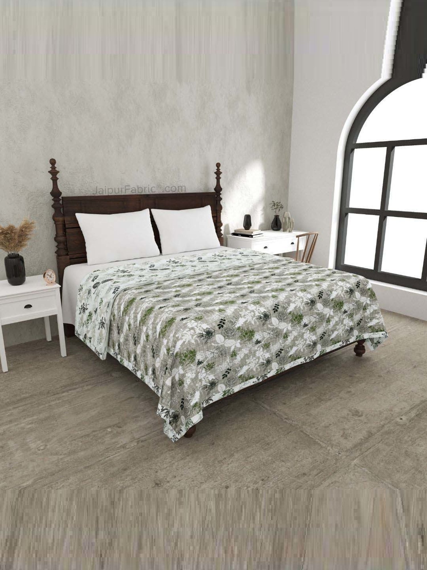 JaipurFabric Basil Green Mulmul Cotton 150 GSM Reversible Ac Dohar