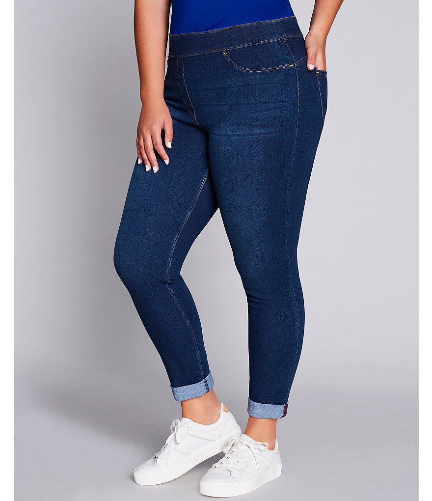 Slim Factor by Investments Plus Size Classic Waist Denim Skinny Cuff Legging