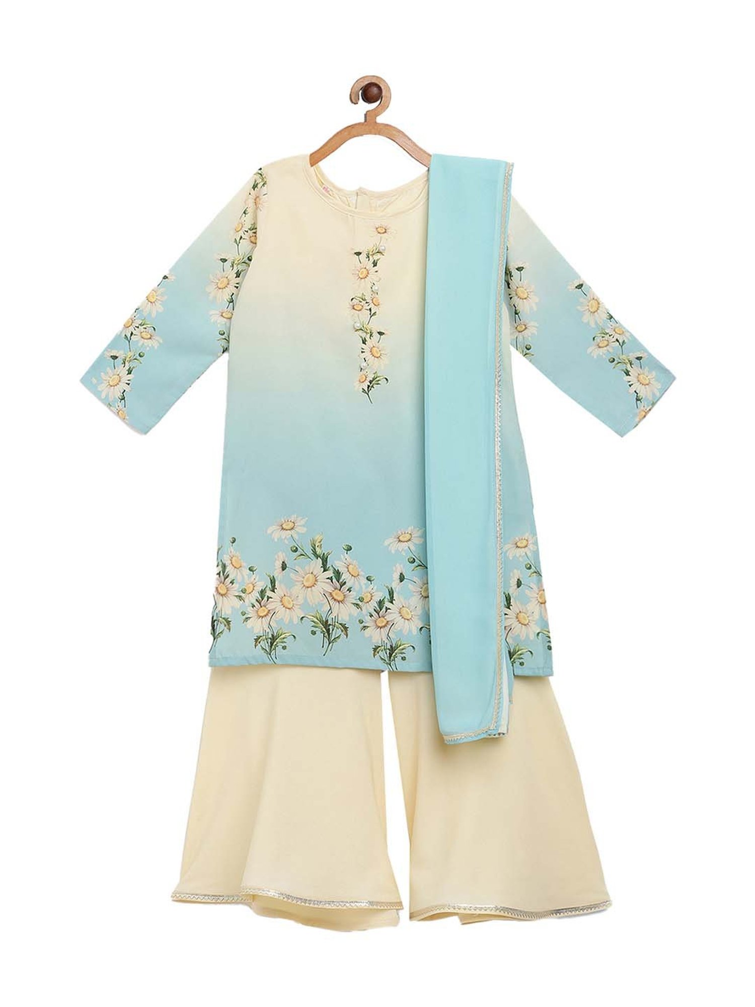 Ahalyaa Kids Multicolor Printed Kurta & Dupatta With Sharara