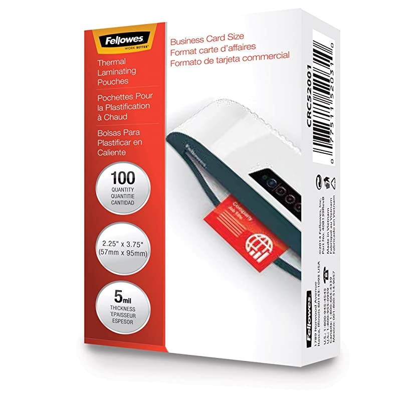 52031 Laminating Pouches 5mil 2 14 x 3 34 Business Card Pack of 100