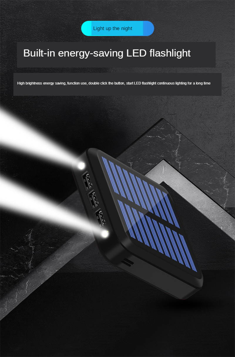 6000mAh Solar Power Bank Dual USB Output Portable Charger Powerbank Mini Charging Power Bank Travel External Mobile Battery Pack