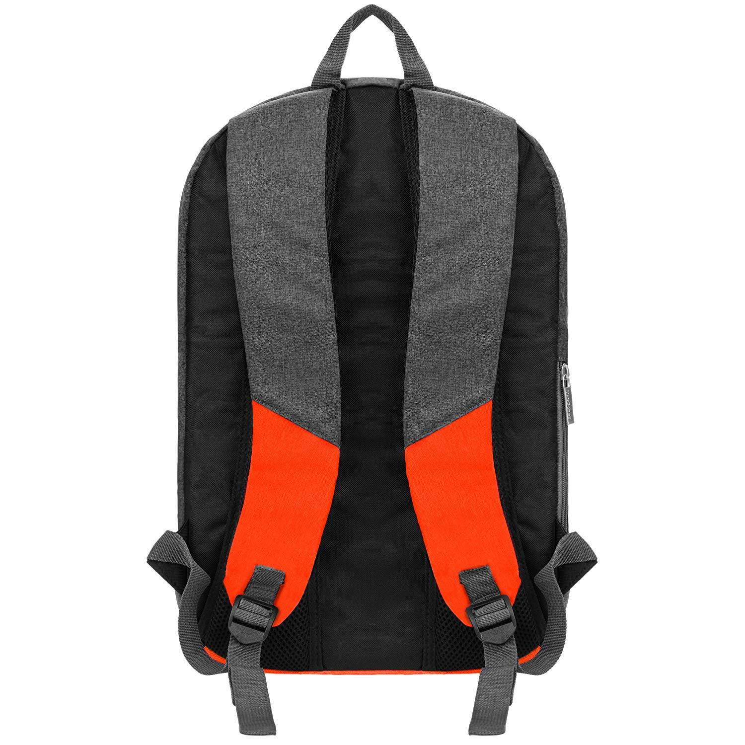 Grove Travel Bag Backpack Camping Rucksack (Coral Orange) for HP Aspire R 14 / V Nitro Series 14" to 15.6" Laptop + Stereo Earphone with Mic