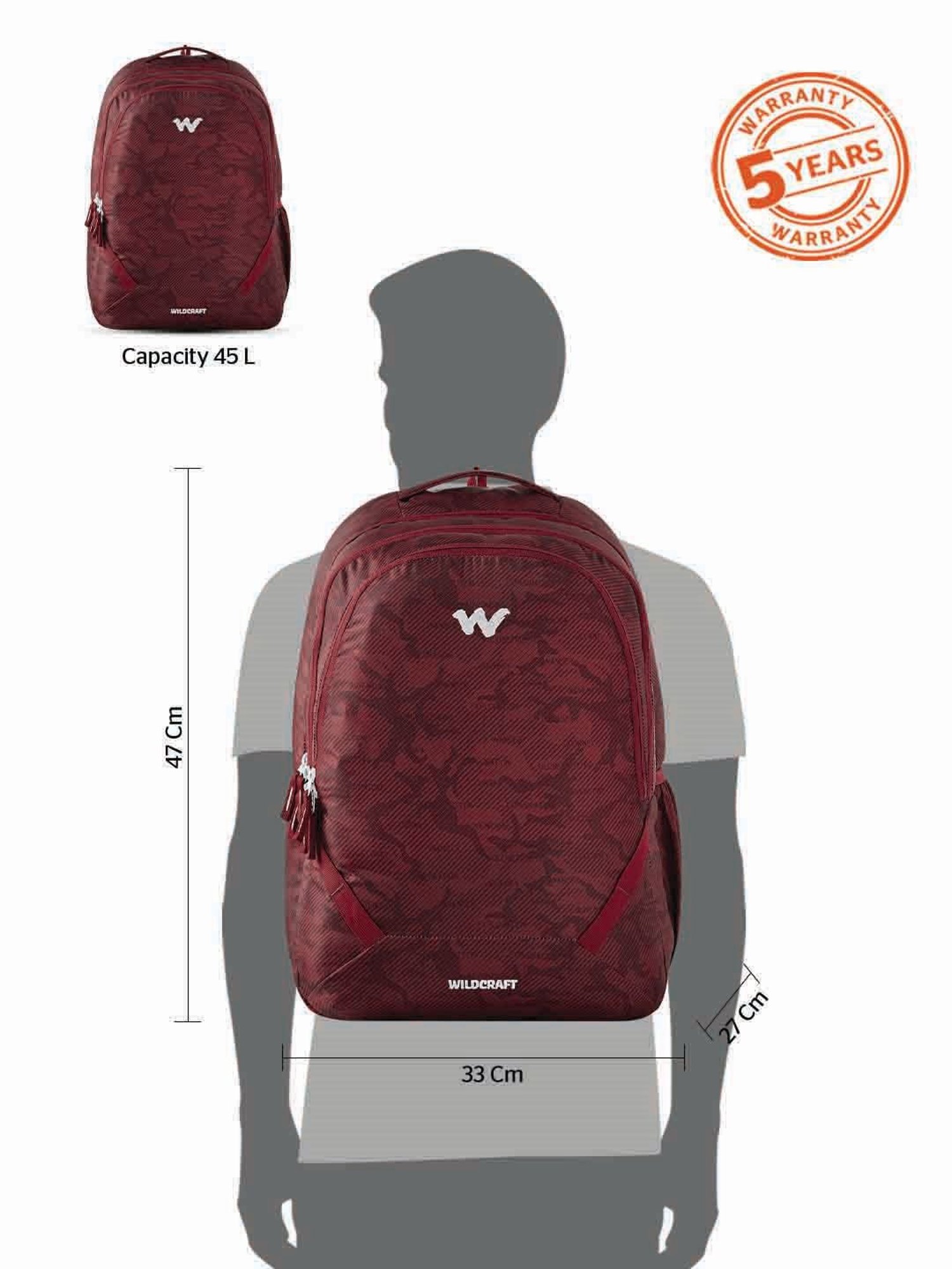 Wildcraft Bravo 45 Red Backpack