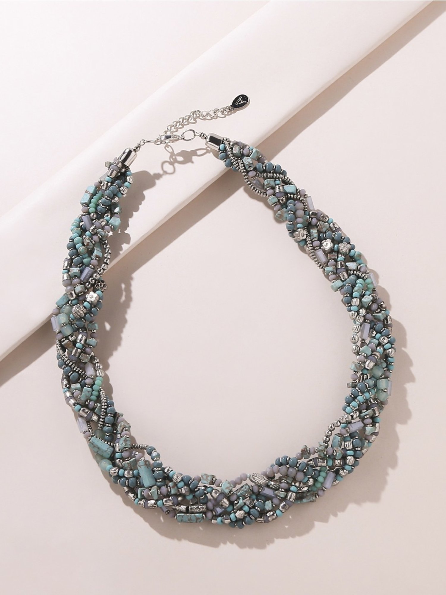 Accessorize London Women's Turquoise Statement Beaded Plait Necklace