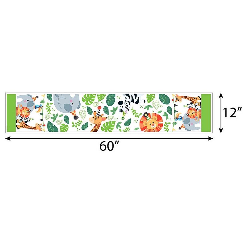 Big Dot of Happiness Jungle Party Animals - Petite Safari Zoo Animal Birthday Party or Baby Shower Paper Table Runner - 12 x 60 inches