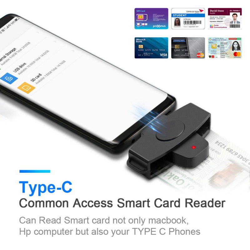 USB Card Reader Smart CAC Card Reader Type-C Bank Tax Declaration SIM Card/IC Card/ID Card Military Card Reader For Windows