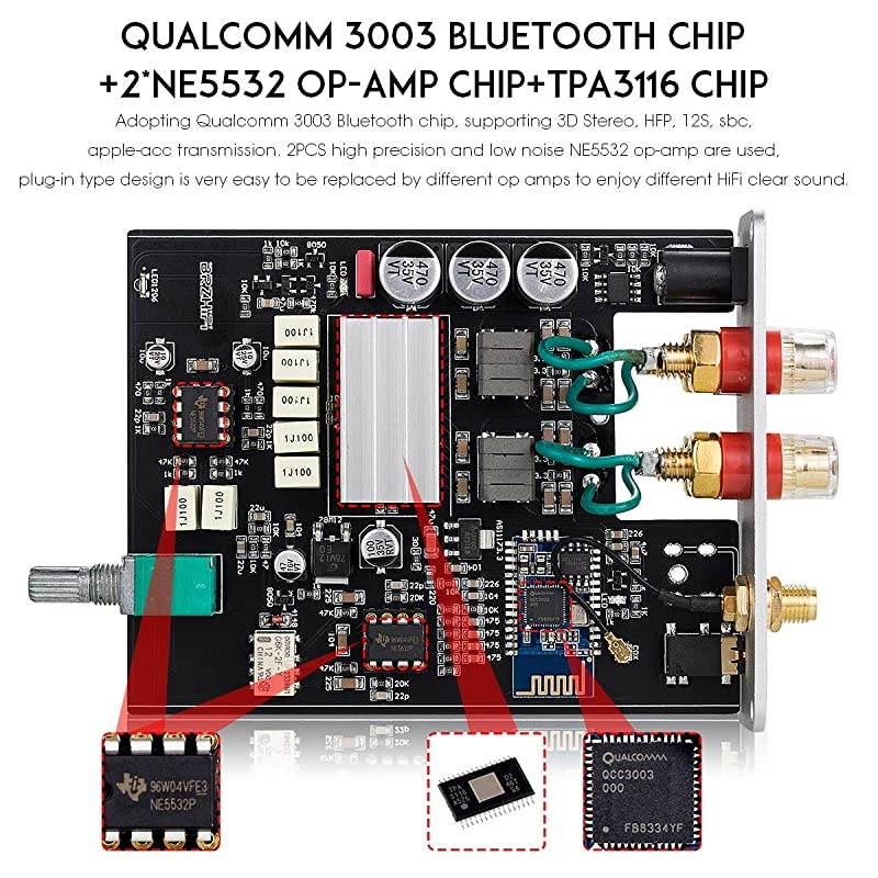 G5 100W Bluetooth 5.0 2 Channel Amplifier Mini Digital Class D Stereo Audio Power Amp Wireless Receiver (Black)