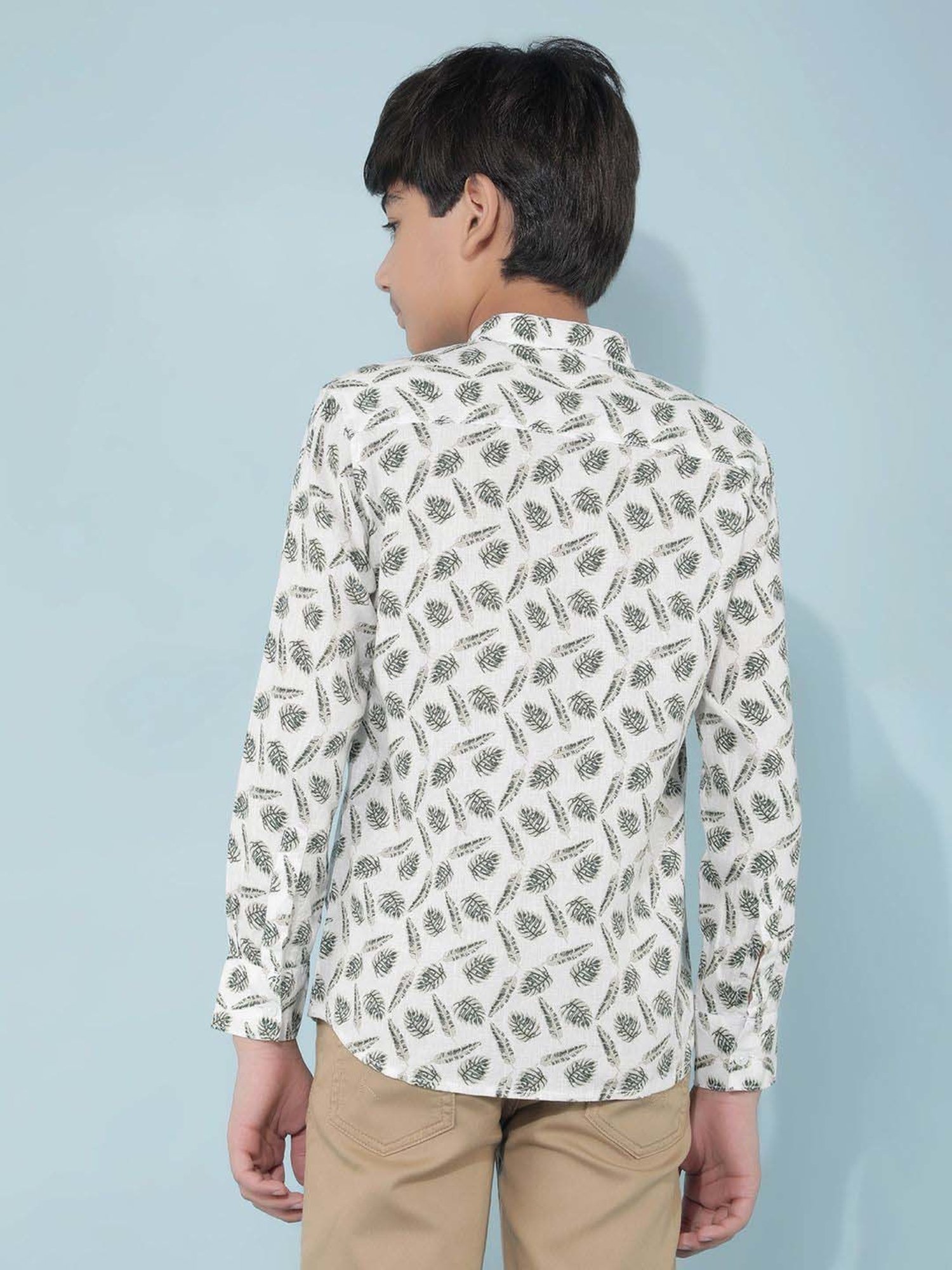 Crimsoune Club Boys Olive Floral Full Sleeves Kurta