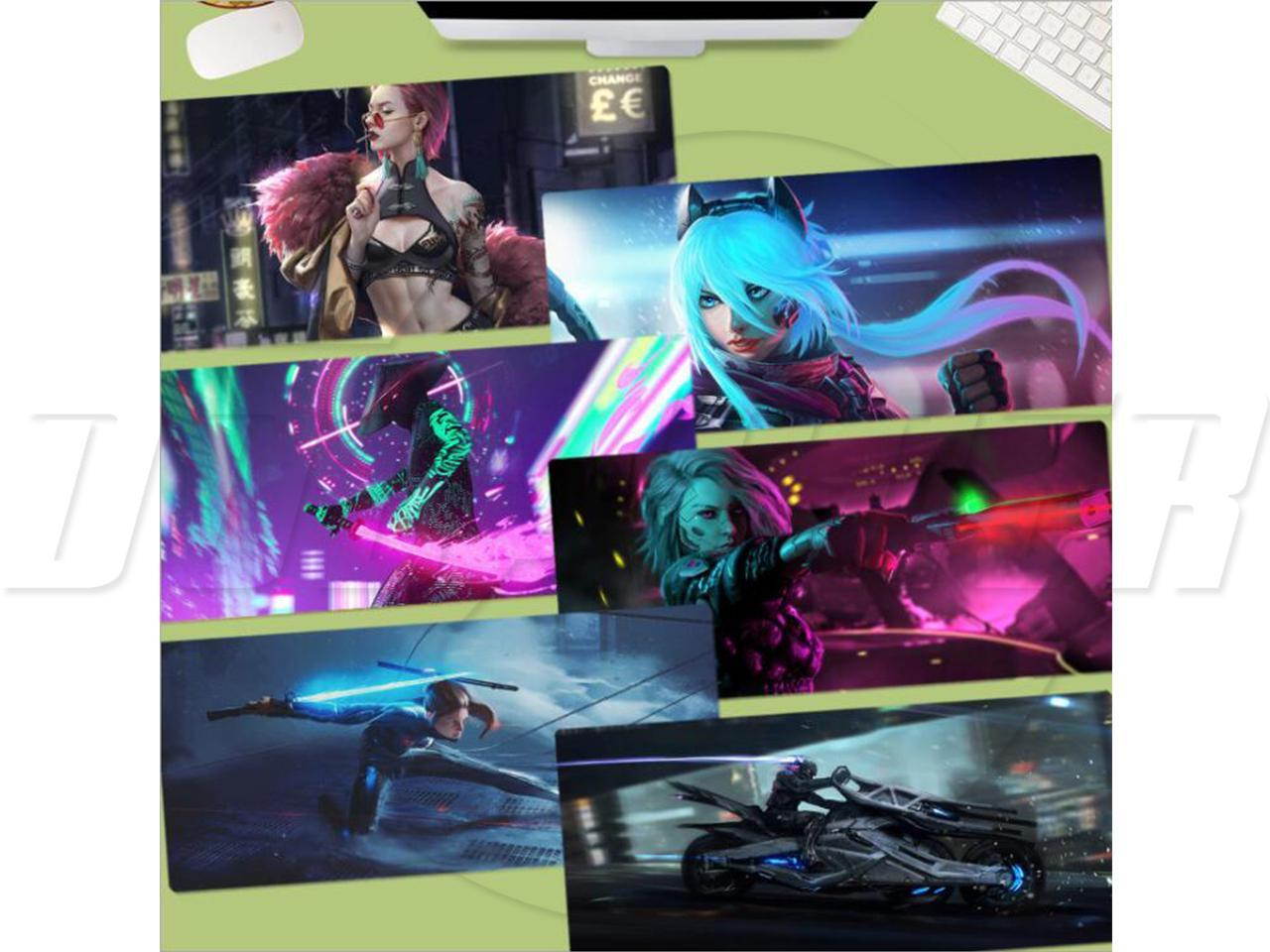 SA Cyberpunk 2077 Large soft Second element anime mouse pad game keyboard Non-slip Rubber sole Expand mouse pad(0.12&ldquo; x 31.80&rdquo; x 11.80&ldquo;) Suitable for PC/laptop/desktop computer desk Large mouse pad