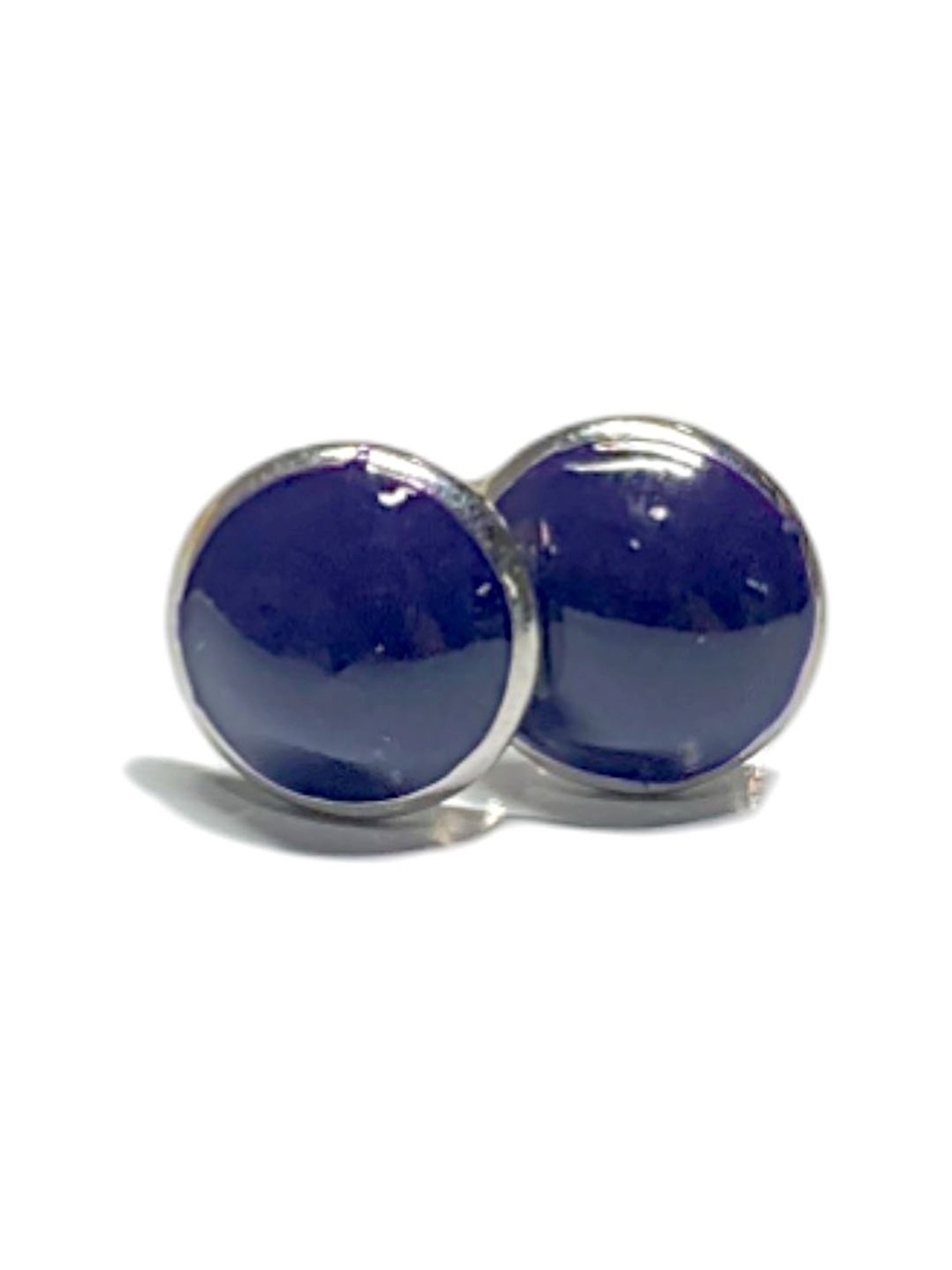 Rihi by P.C. Chandra Jewellers 92.5 Sterling Silver Dark Blue Round Stud Earrings for Women & Girls