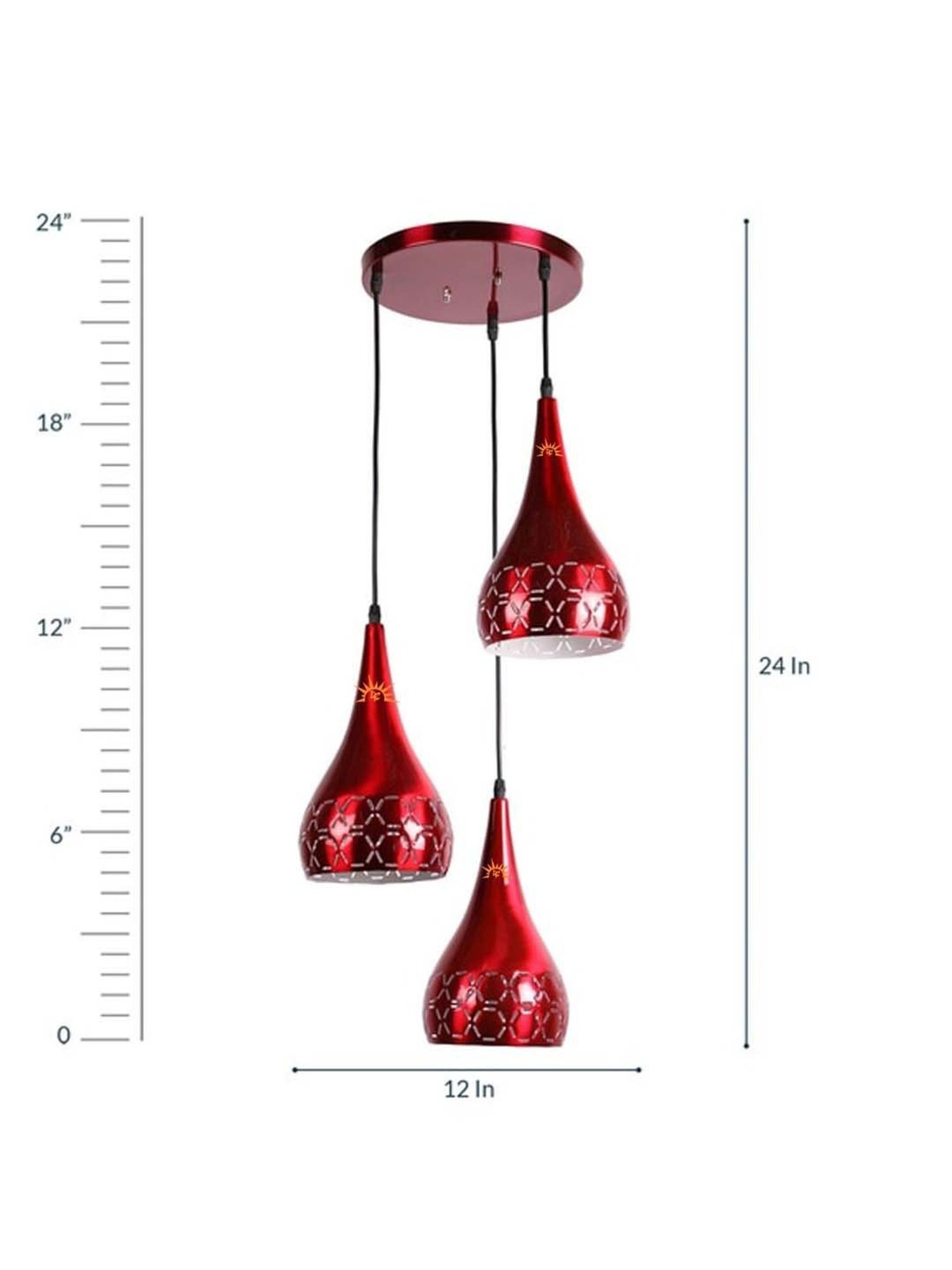 DecorativeRay Red Aluminium Hanging Light - Set of 1
