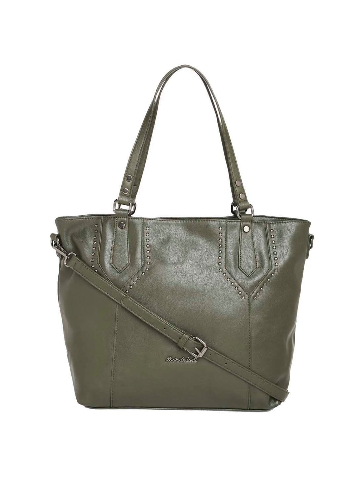 Marina Galanti Olive Rivets Medium Tote Handbag
