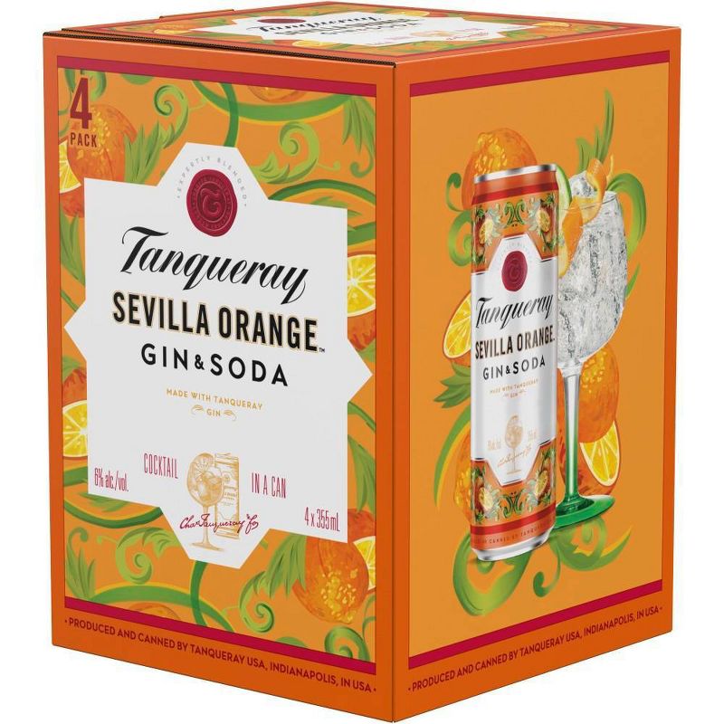 Tanqueray Sevilla Orange Gin & Soda Cocktail - 4pk/355ml Cans
