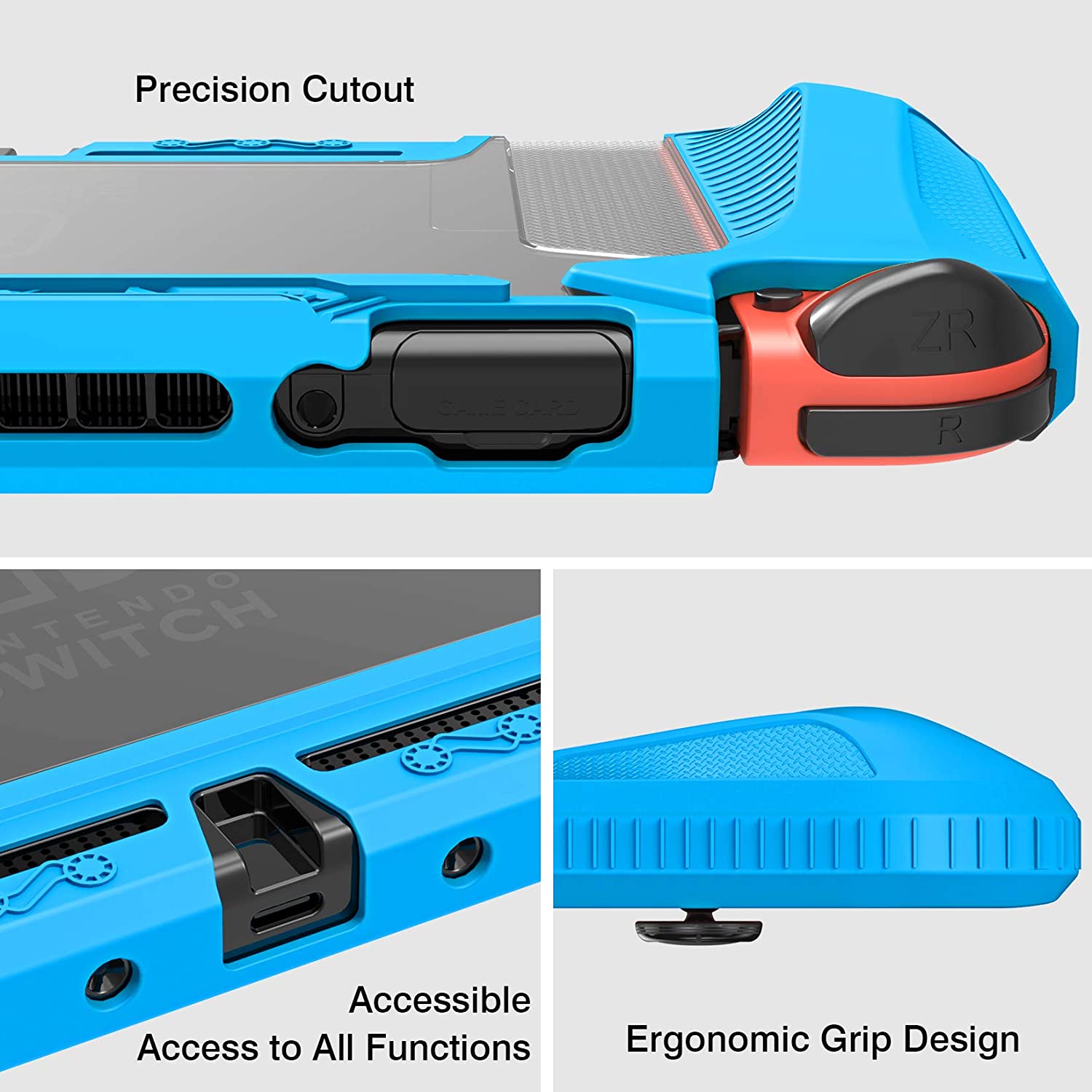 HEYSTOP Case Compatible with Nintendo Switch Case Screen Protector,TPU Protective Heavy Duty Cover Case for Nintendo Switch with Shock Absorption and Anti-Scratch (Transparent Blue)